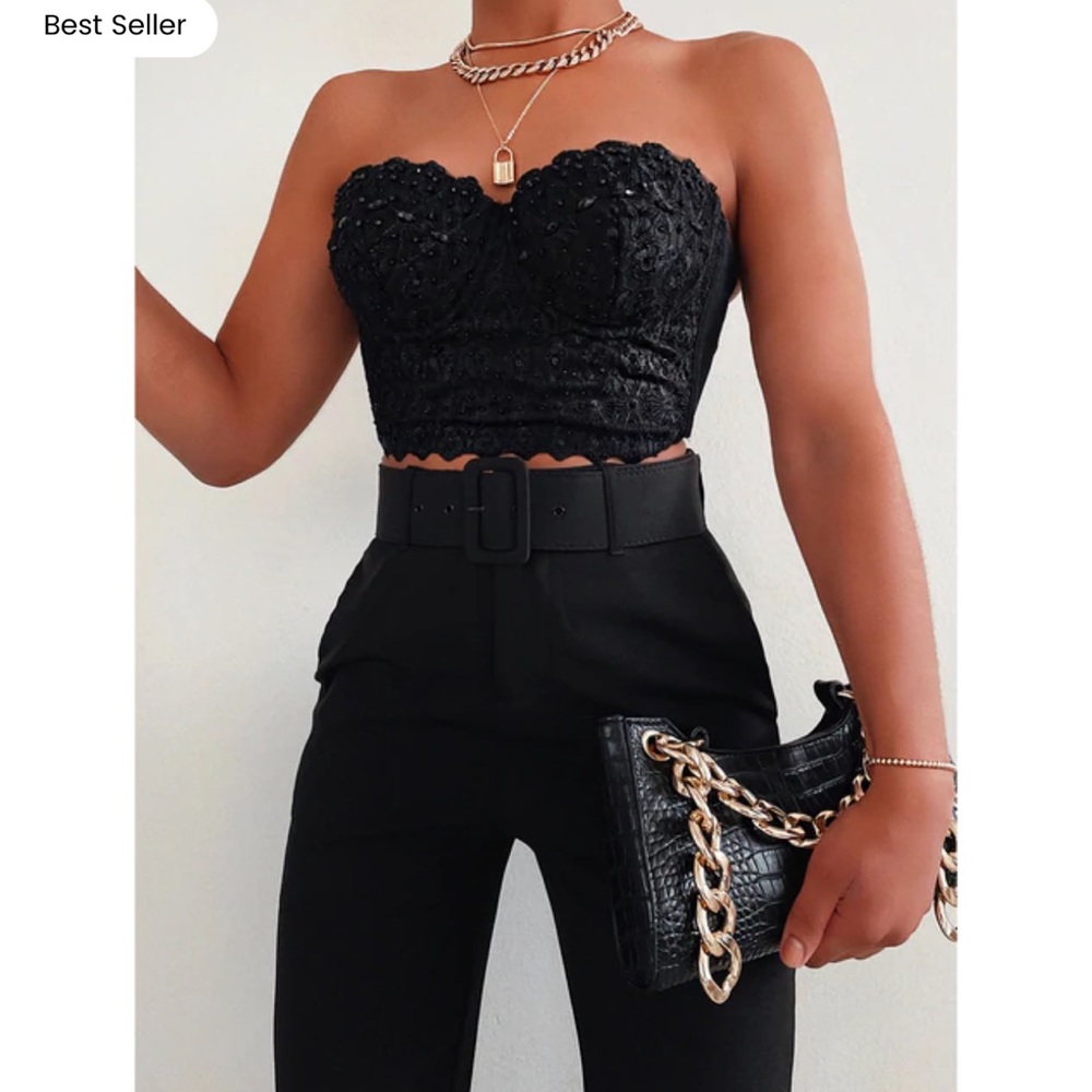 Windsor Lace Bustier Black Crop Top